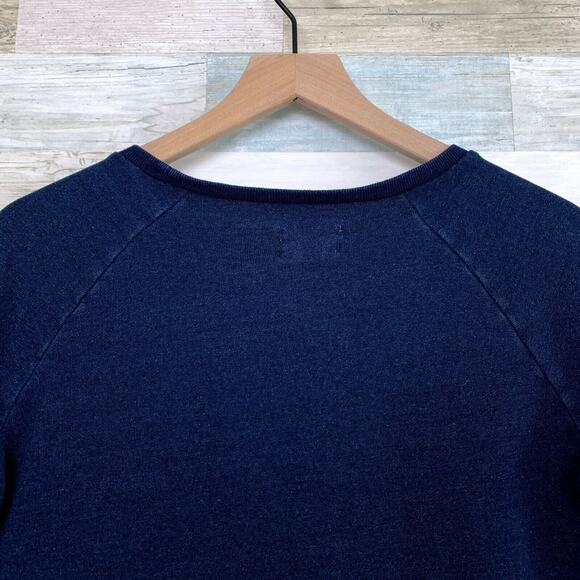 Levis Flower Applique Sweatshirt Blue French Terry Raglan Sleeve Womens Small - Picture 5 of 6